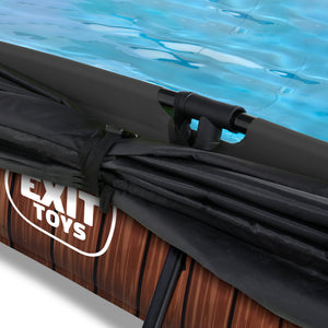 EXIT Wood Pool 220x150x65cm Filter Pump & Canopy - Brown