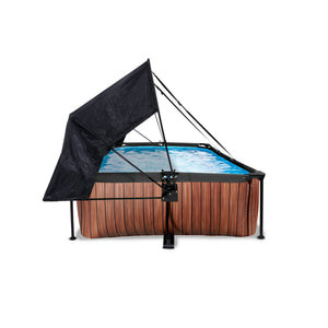 EXIT Wood Pool 220x150x65cm Filter Pump & Canopy - Brown