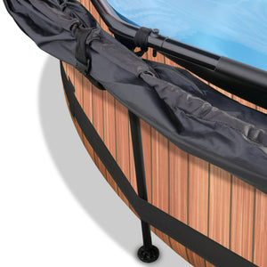 EXIT Wood Pool 244x76cm Filter Pump & Canopy - Brown