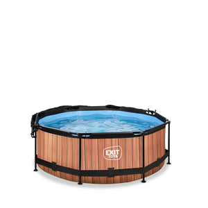 EXIT Wood Pool 244x76cm Filter Pump & Canopy - Brown