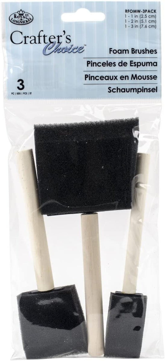 Wood Hand Foam Brush Set Of 3