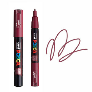 uni Posca PC-1M Extra Fine Bullet Tip Paint Marker Red Wine