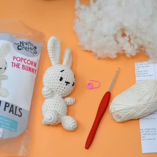 Knitty Critters Pouch Pals - Popcorn The Bunny