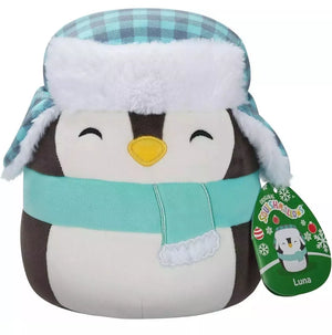 Squishmallows 7.5 Inch - Luna the Black Penguin with Teal Hat