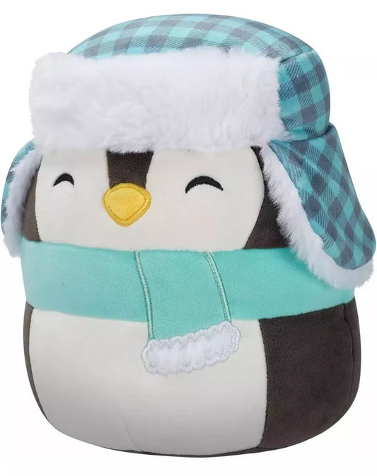 Squishmallows 7.5 Inch - Luna the Black Penguin with Teal Hat