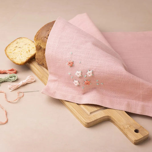 Mini Craft Kit Embroidery Fabric Napkin Dusty Rose