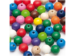 WOOD BEADS MULTCOL, 125 / 6 MM