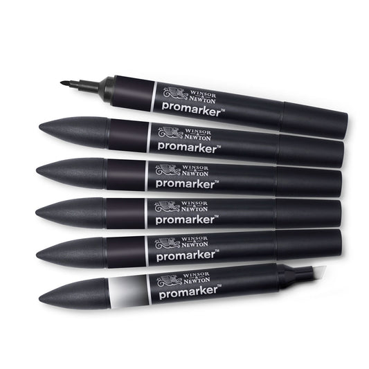 Winsor & Newton Promarker - 5 Blacks + Blender Set