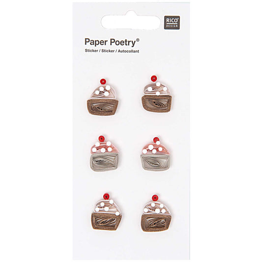 Quilling Cupcake Stickers - 6 pcs