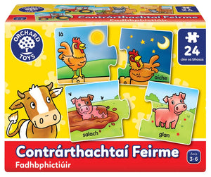 Orchard Farm Opposites Jigsaw (Irish Language Version)