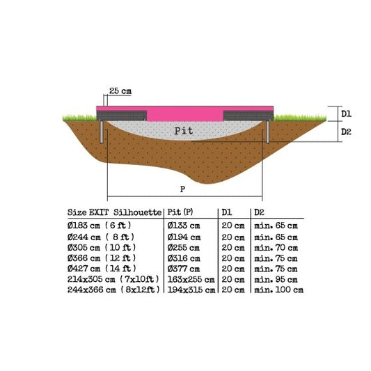 EXIT Silhouette ground trampoline ø183cm with safety net - pink