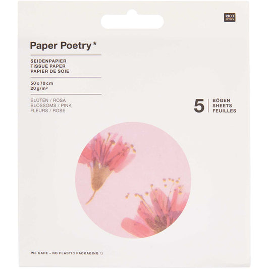 Paper Poetry tissue paper flowers pink 50x70cm 5 sheets