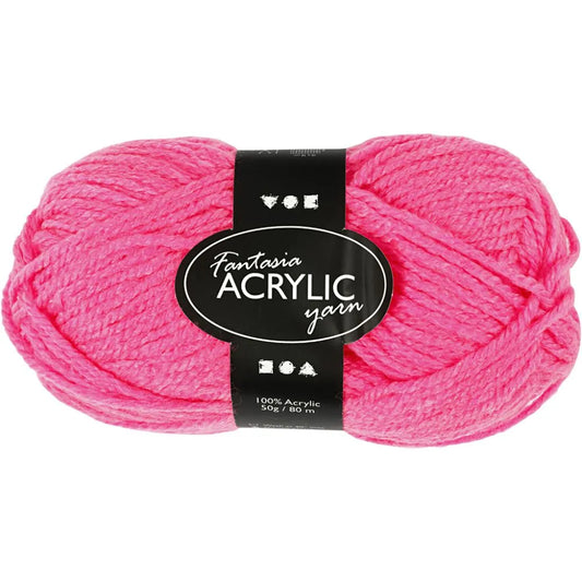 FANTASY ACRYLIC YARN 50GR-NEON PINK