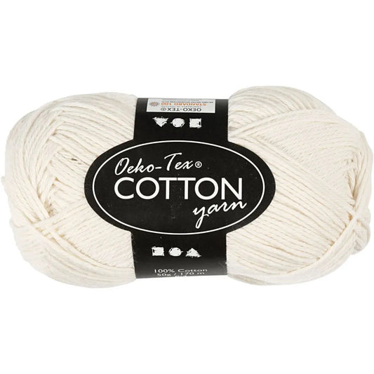 Cotton Yarn, off-white, no. 8/4, L: 170 m, 50 g