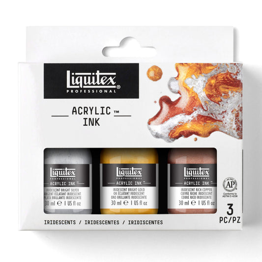 Liquitex Acrylic Ink 3x30ml Iridescent Colour Set