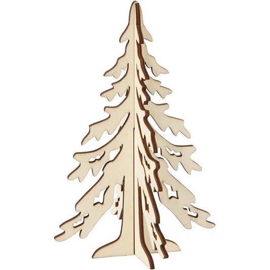 Wooden Christmas Tree Snowy 20cm