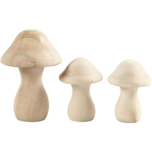 Wooden Mushrooms - 3 Pack