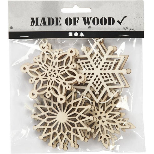 Wooden Ornaments - Snowflakes (8 Pack)