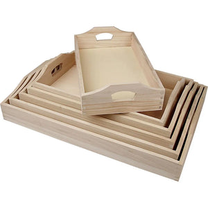 Trays, 6 pcs, paulownia