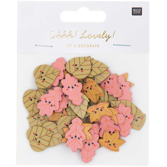 Ohhh! Lovely! Wooden litter leaves mix colorful 48 pieces