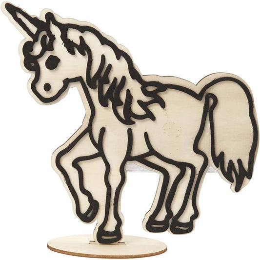 Unicorn Wooden Decoration Figure, H: 19 cm (1 pc)