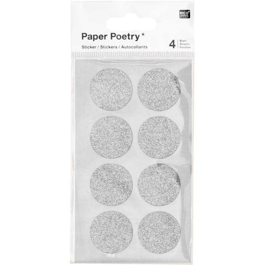 STICKERS CIRCLE SILVER - 4 SHEETS