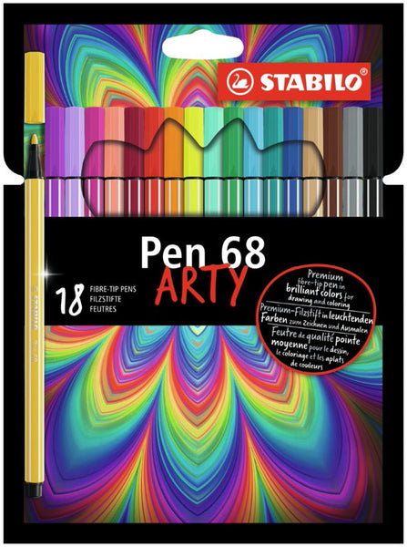 STABILO ARTY Pen 68 Brush Wallet of 18 Assorted Colours