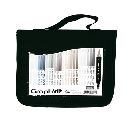 GRAPHIT Set of 24 markers -Mix Greys