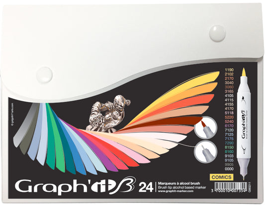 GRAPHIT BRUSH & EXTRA FINE Set 24 markers-Comics