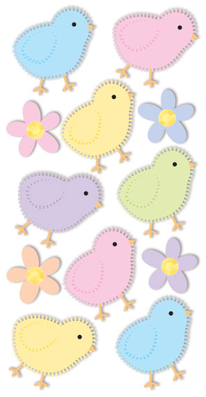 Essentials Sticker Sheet - Pastel Chicks & Flowers