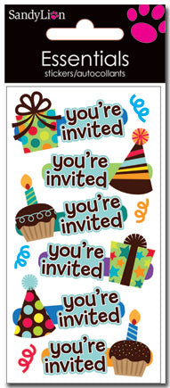 Essential Craft Sticker Sheet - Birthday You're Invited