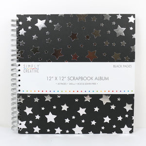 Simply Creative Scrapbook Album 12x12 - Black with Stars