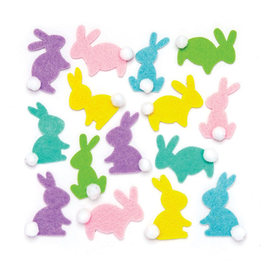 Bunny Pom Pom Felt Stickers Pack of 60