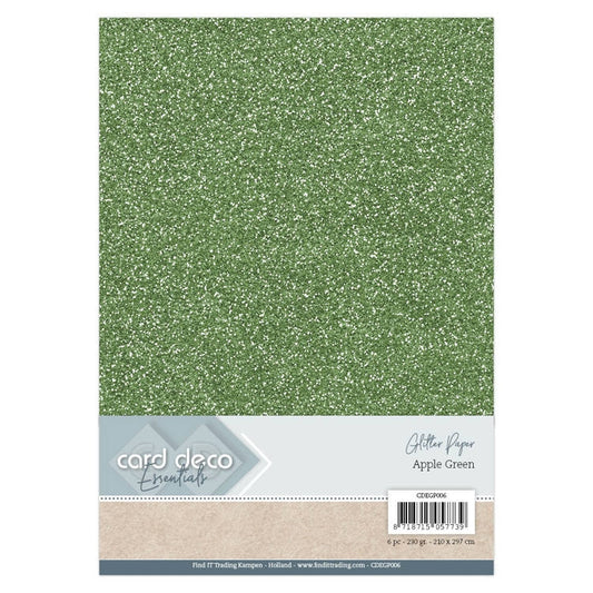 Card Deco Essentials Glitter Paper Apple Green