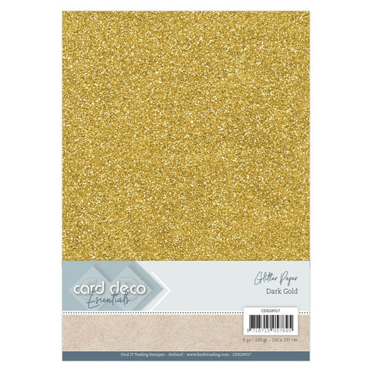 Card Deco Essentials Glitter Paper Dark Gold