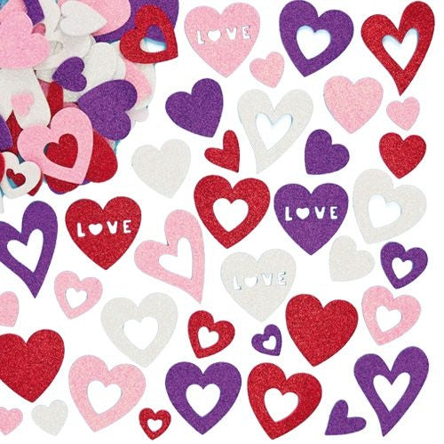 Heart Glitter Foam Stickers (Pack of 120)