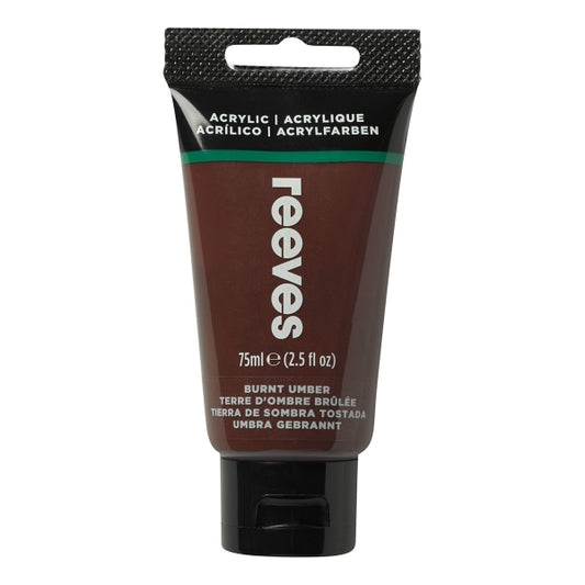 REEVES 75ML ACRYLIC BURNT UMBER