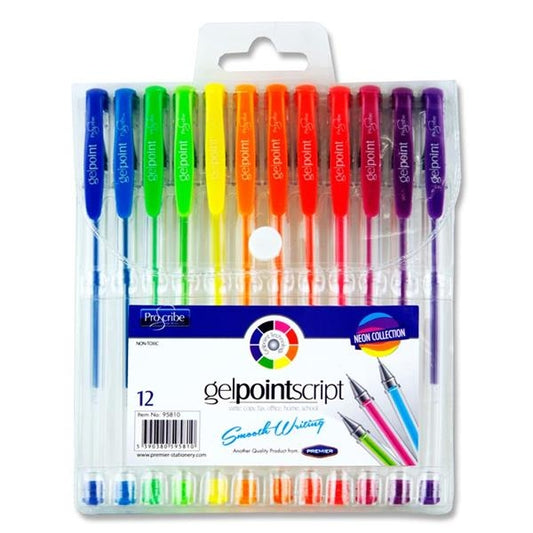 Pro:scribe Pkt.12 Gelpoint Script Gel Pens - Neon